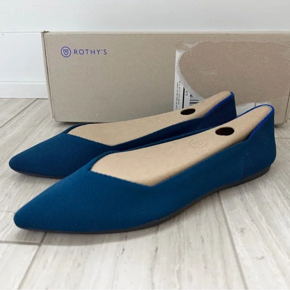 Rothy's Point Flats in Poseidon Blue, size 8.5 - Picture 2 of 7